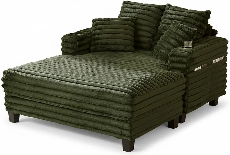 Amsleekey 64” Chaise Lounge Chair Indoor, Green